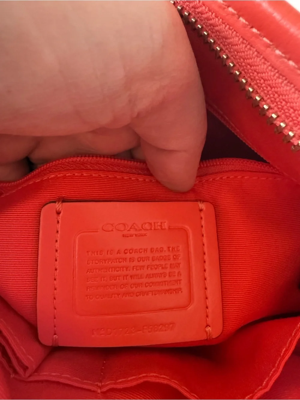COACH Signature File Crossbody Bag (F58297) Brown Khaki, Bright Orange Straps